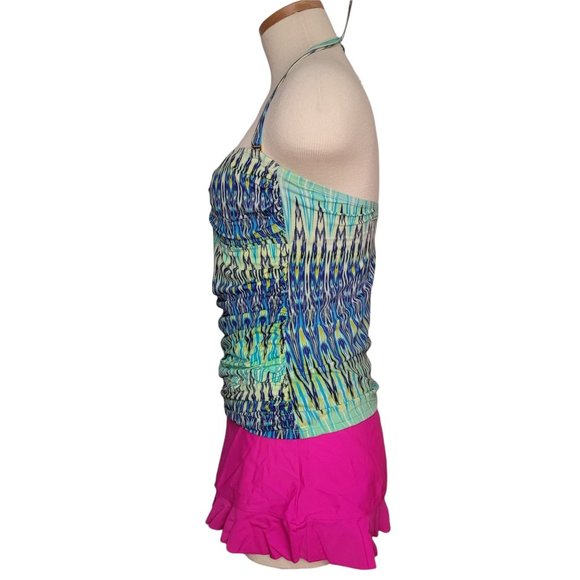 Halter Tankini Swim Top Ombre Blues - Picture 4 of 8
